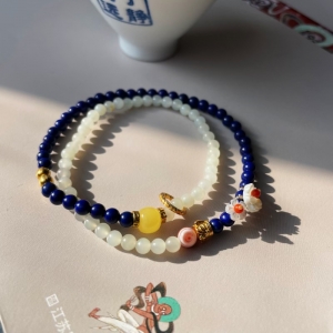 4mm青金石和田玉手串