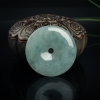 糯冰种天然灰绿翡翠平安扣吊坠-红掌柜