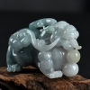 缅甸天然豆种蓝绿翡翠小摆件-红掌柜