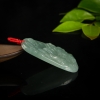 缅甸天然油青种翡翠山水牌吊坠-红掌柜