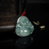 糯冰种飘花翡翠吊坠-红掌柜