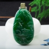 18K冰种翠绿翡翠山水牌吊坠-红掌柜