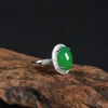 天然糯冰种翠绿翡翠戒指-红掌柜