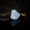 天然糯种浅紫翡翠弥勒佛吊坠-红掌柜