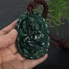 缅甸天然冰种深绿翡翠吊坠-红掌柜