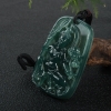 缅甸冰种深绿翡翠文殊菩萨吊坠-红掌柜