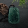 缅甸天然深绿翡翠文殊菩萨吊坠-红掌柜