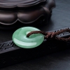 缅甸天然糯冰种翡翠平安扣吊坠-红掌柜
