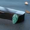 天然糯冰种灰绿翡翠叶子吊坠-红掌柜