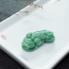 缅甸天然豆种豆绿翡翠貔貅吊坠-红掌柜