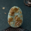 糯冰种俏色翡翠连年有余吊坠-红掌柜