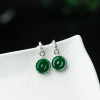 18K糯种翠绿翡翠平安扣耳钉-红掌柜