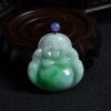 缅甸A货天然糯种飘绿翡翠弥勒佛吊坠 - 红掌柜