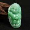 缅甸天然豆种翠绿翡翠吊坠-红掌柜