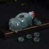 缅甸天然糯种暗绿翡翠猪摆件-红掌柜