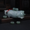 缅甸天然暗绿翡翠猪摆件-红掌柜