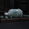 缅甸天然糯种翡翠猪摆件-红掌柜