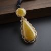 18K金镶钻黄翡水滴吊坠-红掌柜珠宝