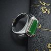 18K金镶翡翠冰糯种翠绿马鞍戒指 - 红掌柜珠宝