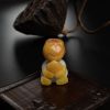 缅甸天然糯种黄翡翡翠猴子摘桃吊坠-红掌柜