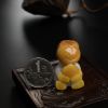 糯种黄翡翡翠猴子摘桃吊坠-红掌柜