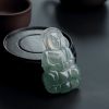 缅甸冰糯种飘花翡翠观音吊坠-红掌柜
