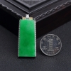 18K金镶钻糯种阳绿翡翠无事牌吊坠-红掌柜