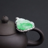 18K镶钻缅甸天然飘翠翡翠佛吊坠-红掌柜