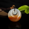 山料俏色黄龙玉水草花平安扣吊坠-红掌柜