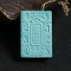 高瓷高蓝绿松石斋戒方牌吊坠 - 红掌柜珠宝