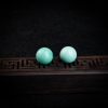 高瓷蓝绿绿松石圆珠2件-红掌柜