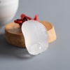 天然糯种白色水沫玉知足常乐手把件 - 红掌柜