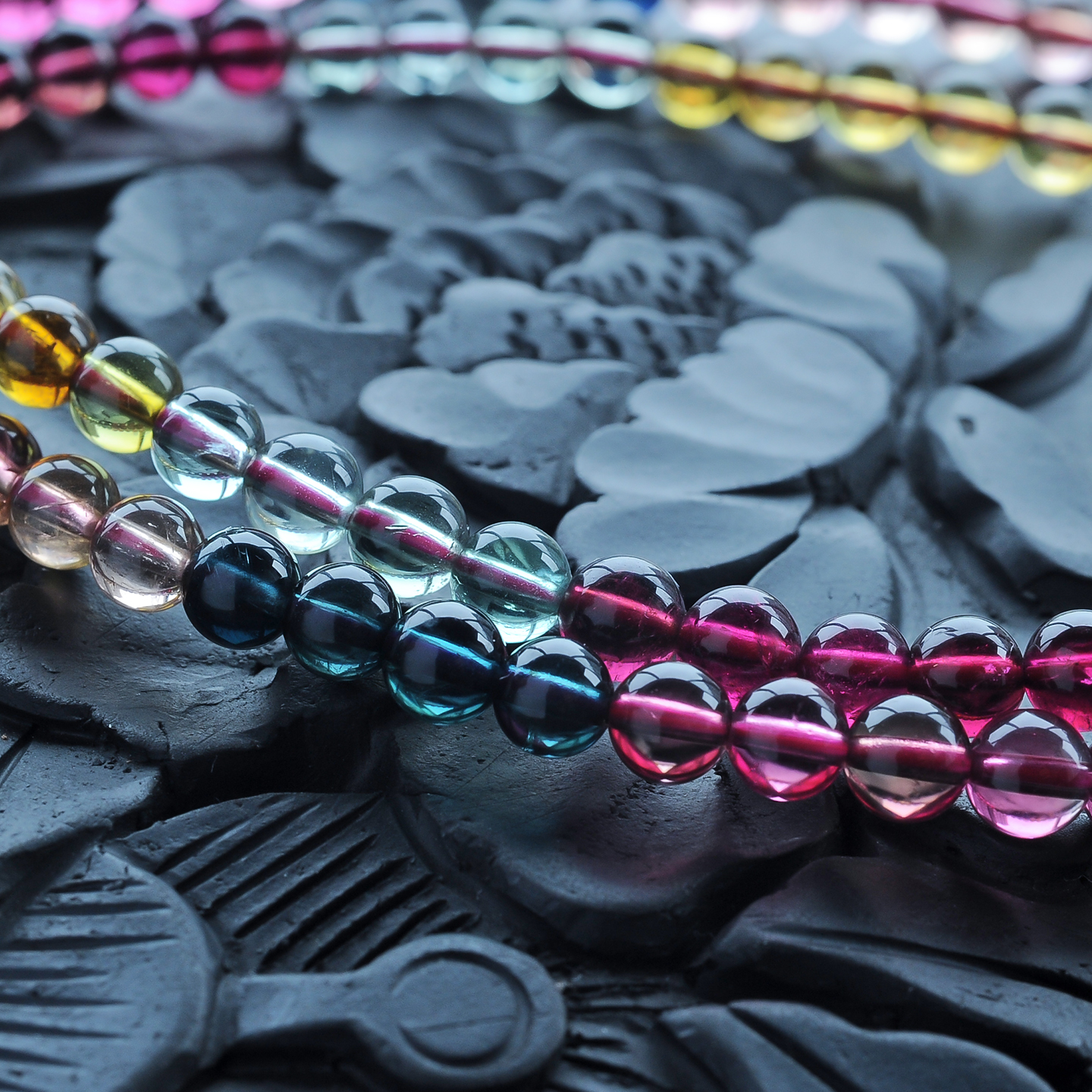 巴西彩红碧玺三圈手串-红掌柜