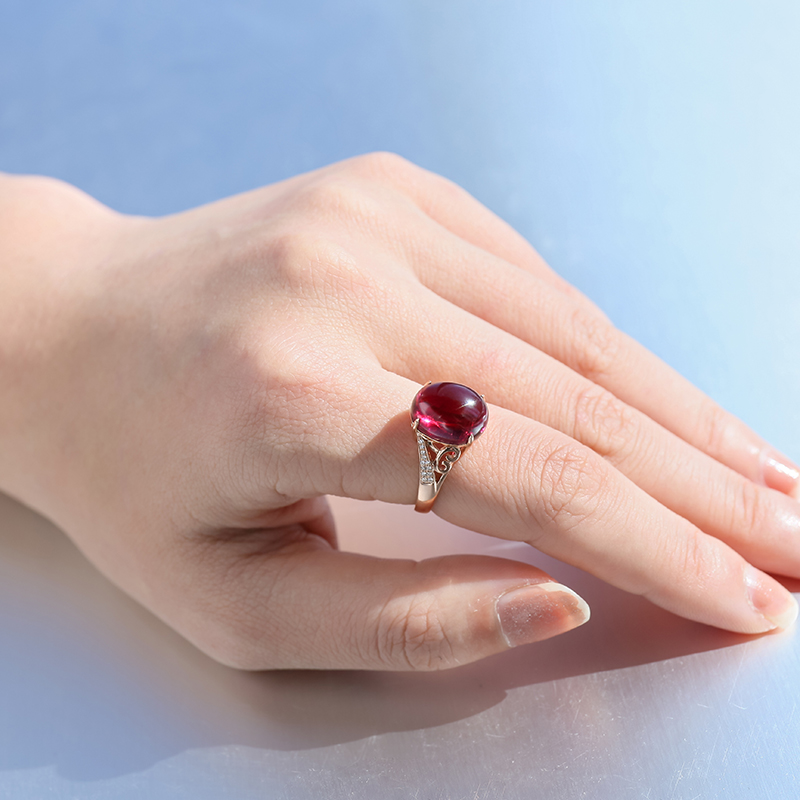 18k卢比来碧玺戒指-红掌柜