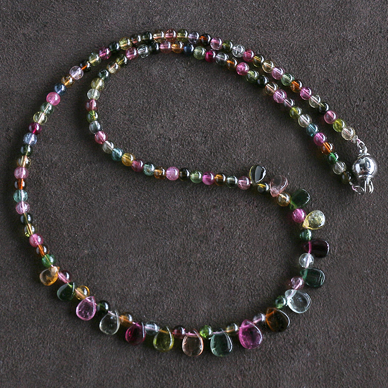 巴西彩红碧玺公主链-红掌柜