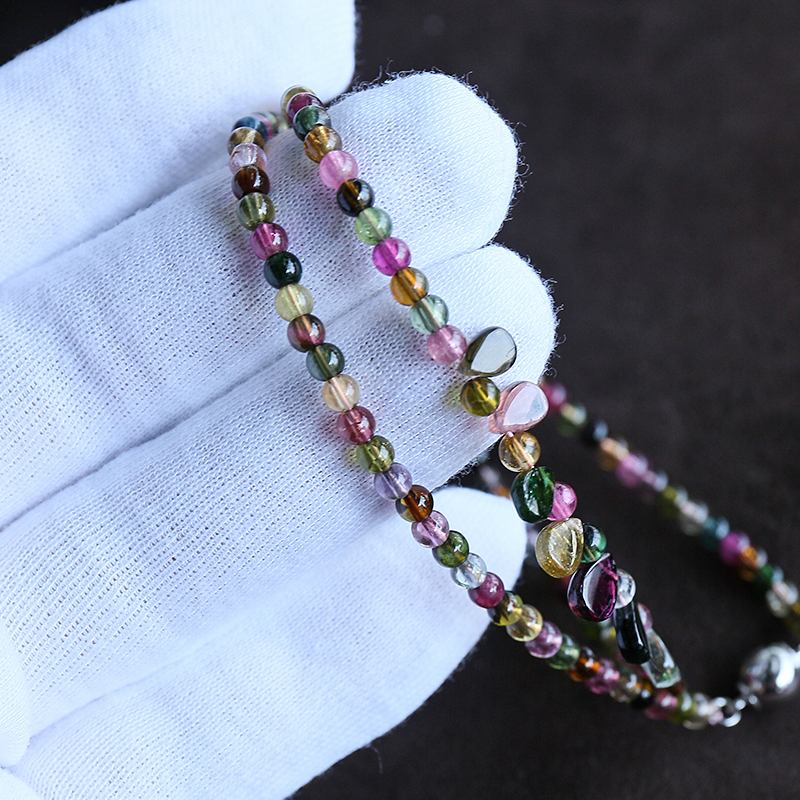 巴西彩红碧玺公主链-红掌柜