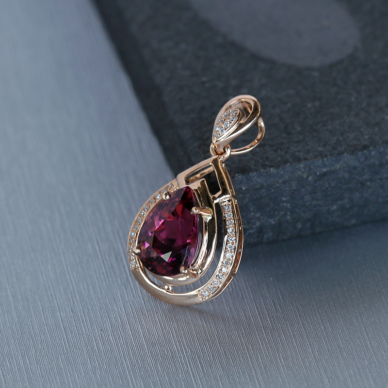 18K金天然巴西碧玺吊坠 - 红掌柜