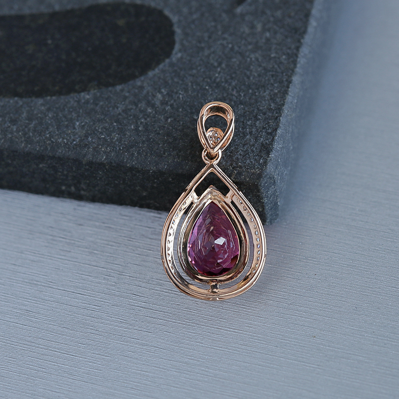 天然巴西碧玺吊坠 - 红掌柜