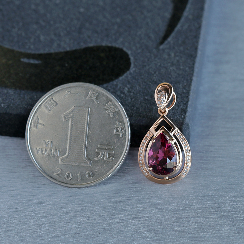 18K金碧玺吊坠 - 红掌柜