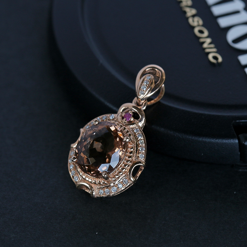 18K金天然巴西碧玺吊坠 - 红掌柜