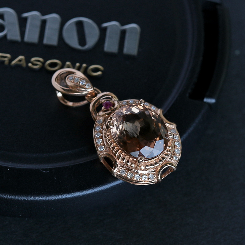 巴西碧玺吊坠 - 红掌柜