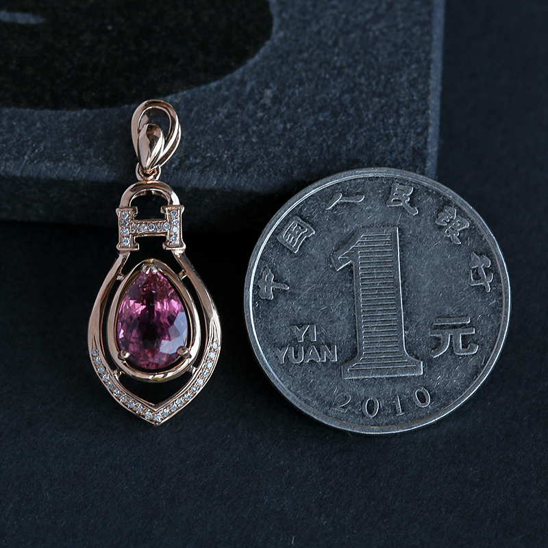 18K金碧玺吊坠 - 红掌柜