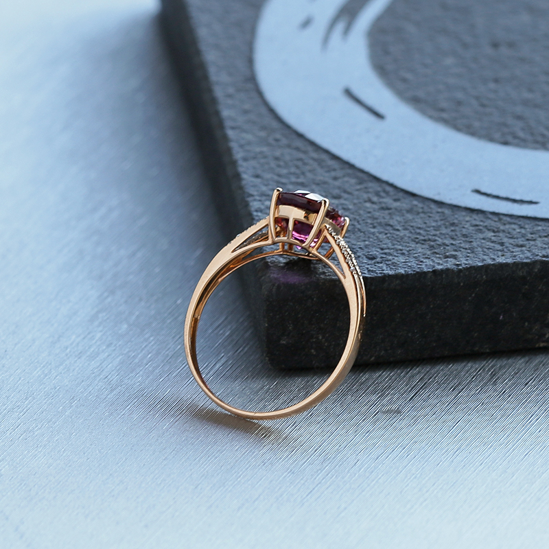 K金镶钻天然巴西碧玺戒指 - 红掌柜