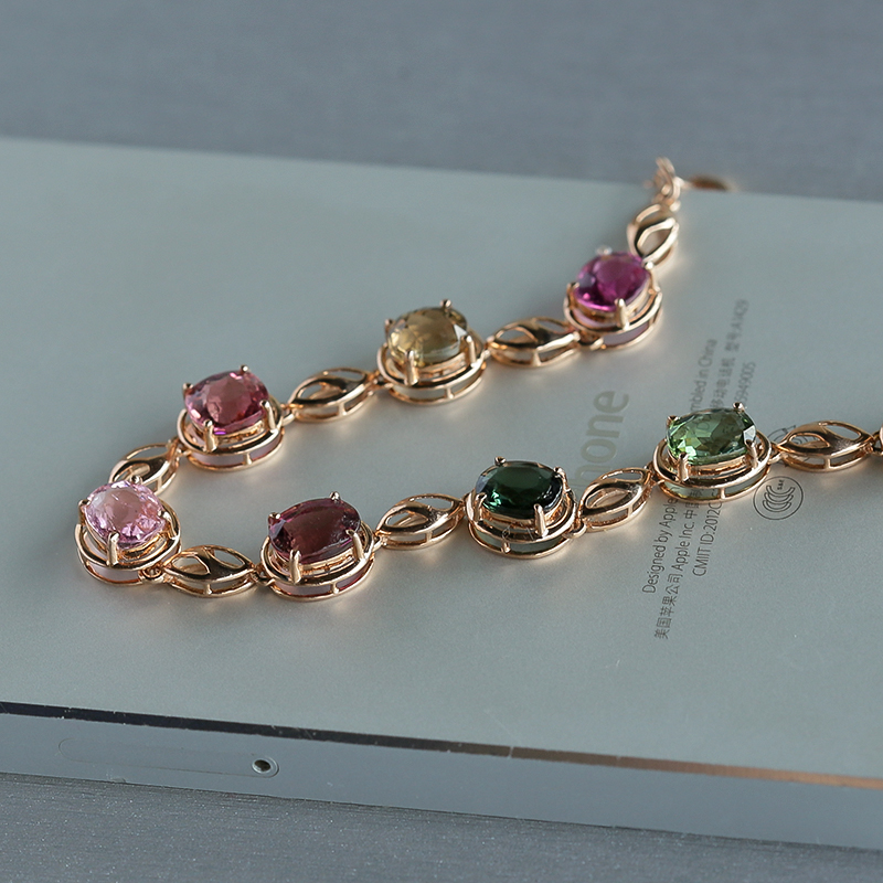 巴西彩色碧玺手链 - 红掌柜