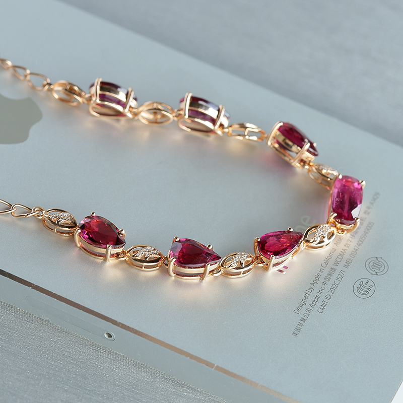 天然巴西彩色碧玺手链 - 红掌柜