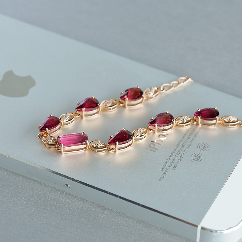 巴西彩色碧玺手链 - 红掌柜