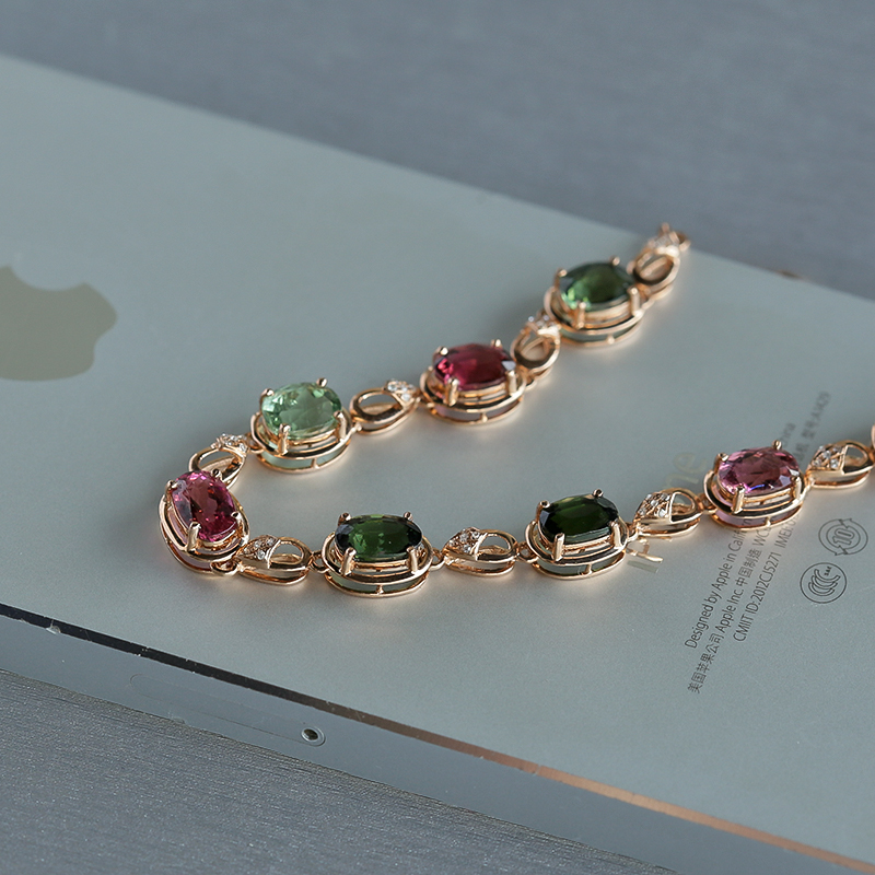 巴西彩色碧玺手链 - 红掌柜