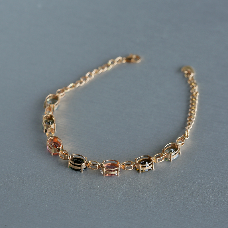 18K金天然巴西彩色碧玺手链 - 红掌柜