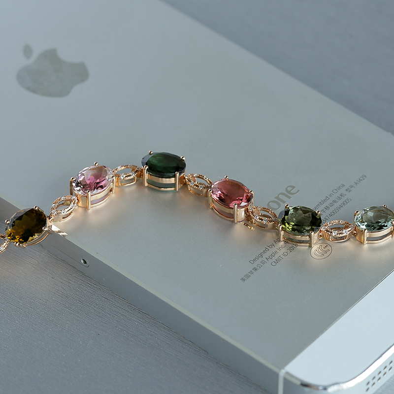 巴西彩色碧玺手链 - 红掌柜