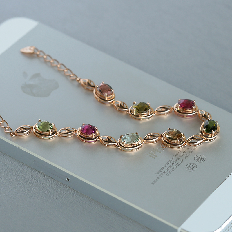 巴西彩色碧玺手链 - 红掌柜